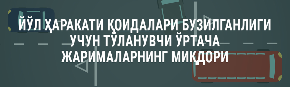 Йўл ҳаракати қоидалари бузилганлиги учун тўланувчи ўртача жарималарнинг миқдори